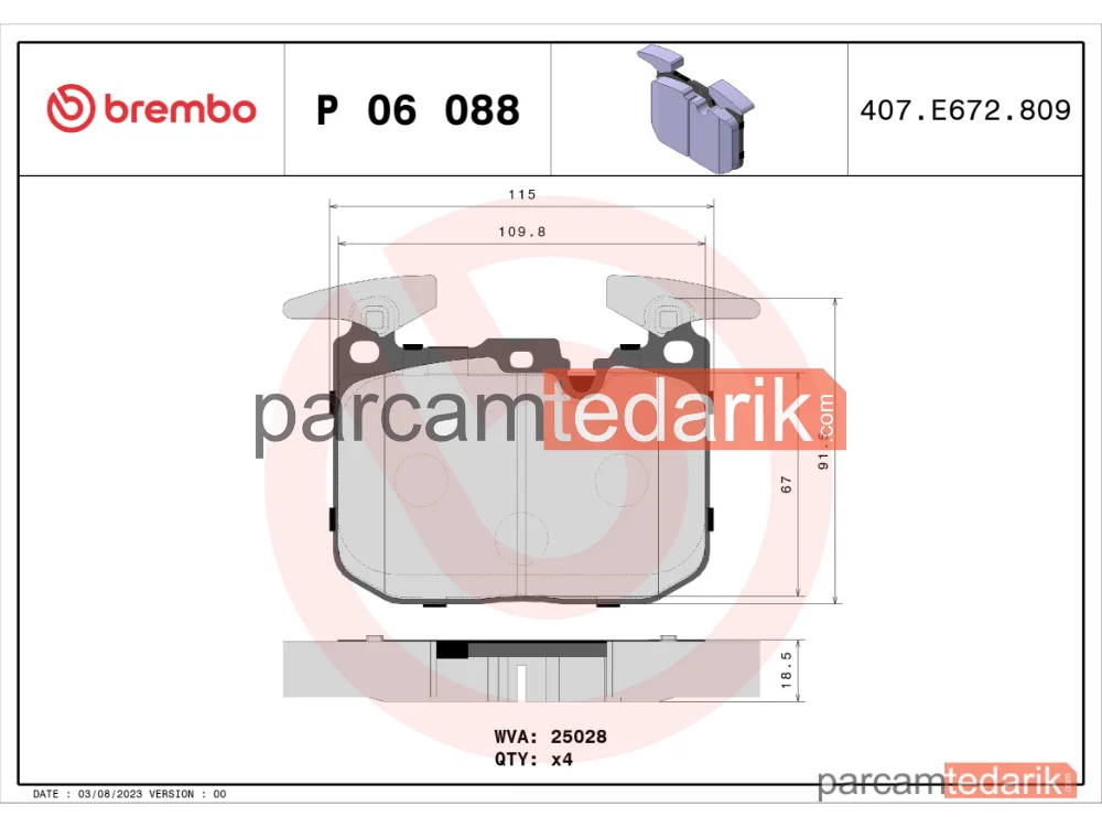 BREMBO P06088 | Fren Balatası (Ön) — BMW 1, BMW 3, BMW 4 Gran Coupe