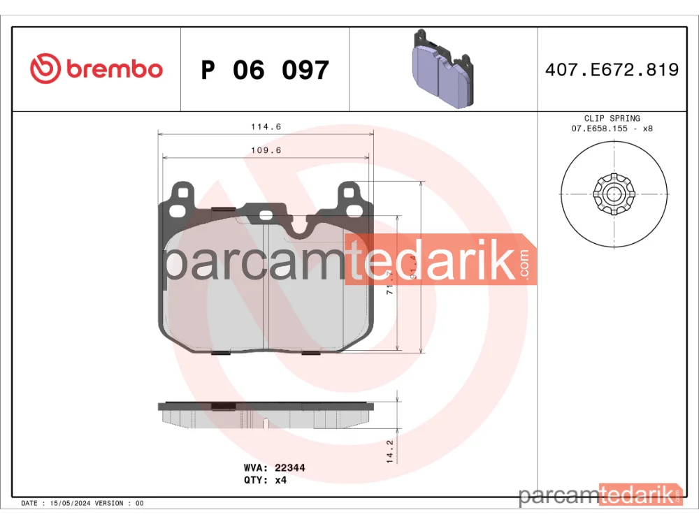 BREMBO P06097 | Fren Balatası (Ön) — Mini, BMW X1, Mini Clubman