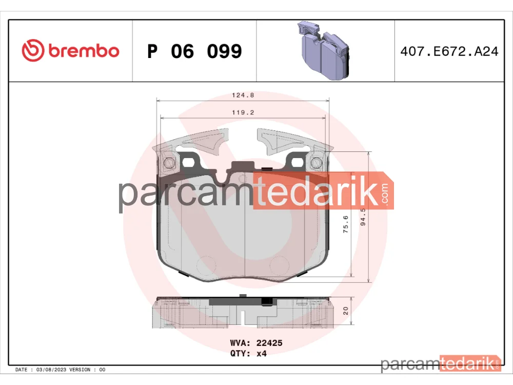 BREMBO P06099 | Fren Balatası (Ön) — BMW 5, BMW 3, BMW 5 Touring