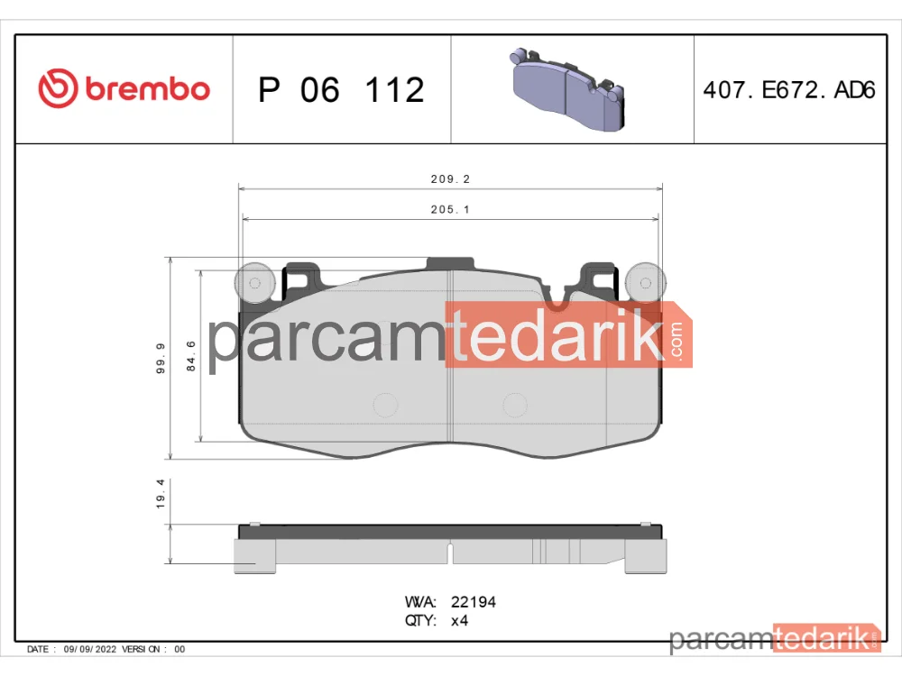 BREMBO P06112 | Fren Balatası (Ön) — BMW X5