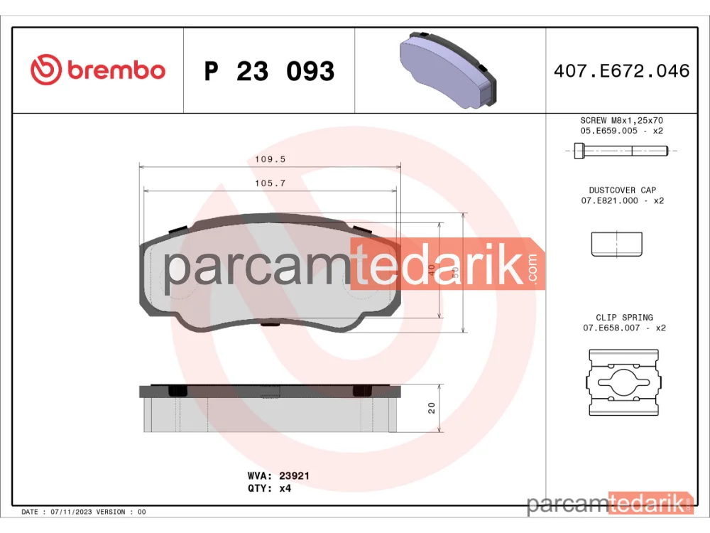 BREMBO P23093 | Fren Balatası (Arka) — Fiat Ducato, Peugeot Boxer, Citroen Jumper I