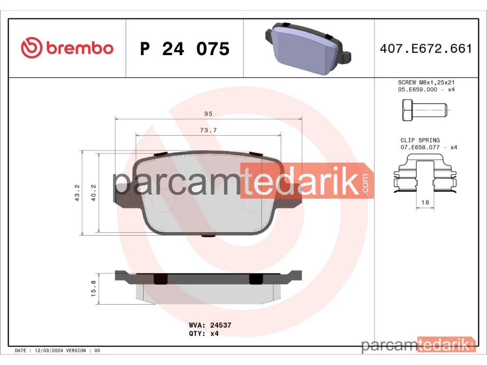 BREMBO P24075 | Fren Balatası (Arka, Max) — Ford Mondeo IV, Ford S-Max, Ford Galaxy II