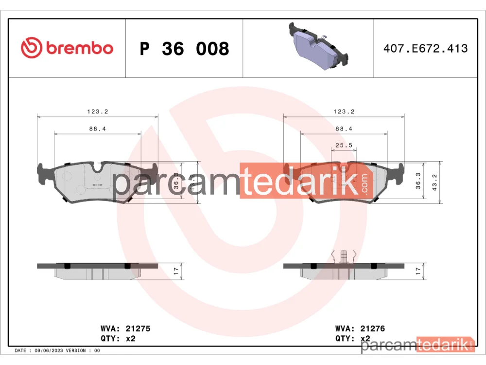 BREMBO P36008 | Fren Balatası (Arka) — Jaguar XJ Coupe, Jaguar Xjsc Convertible, Jaguar XJ