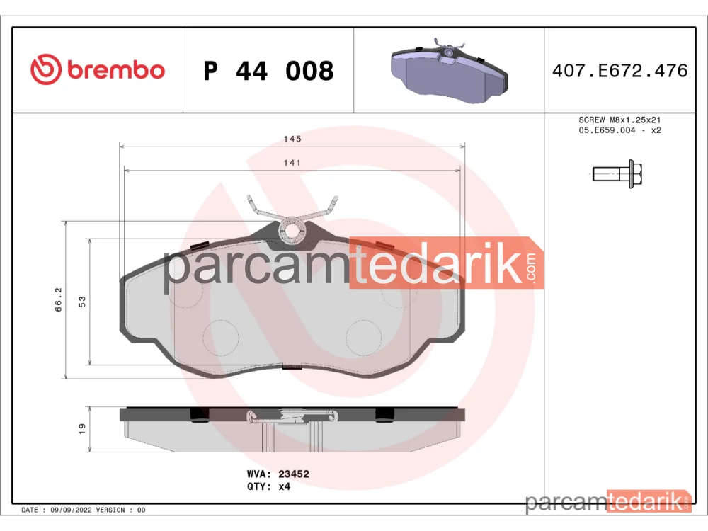 BREMBO P44008 | Fren Balatası (Ön) — Land Rover Range Rover II