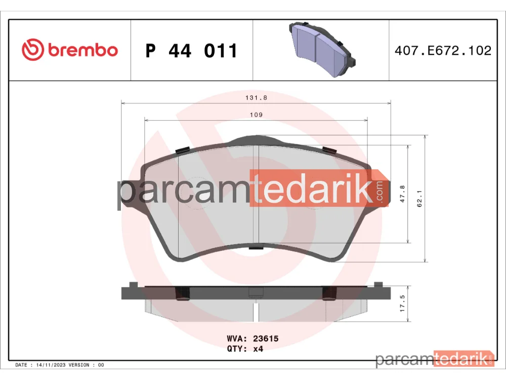 BREMBO P44011 | Fren Balatası (Ön) — Land Rover Freelander I, Land Rover Freelander I Soft Top
