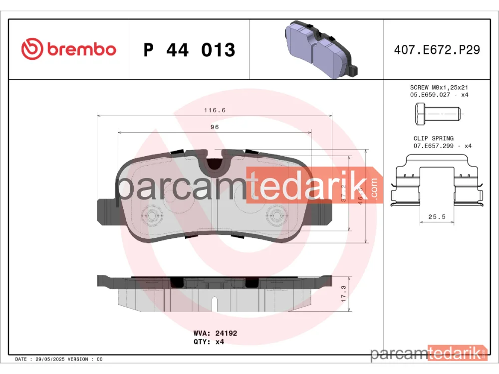 BREMBO P44013 | Fren Balatası (Arka) — Land Rover Range Rover III, Land Rover Range Rover Sport I