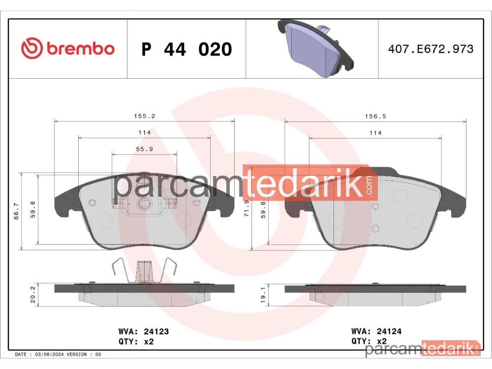 BREMBO P44020 | Fren Balatası (Ön) — Land Rover Range Rover Evoque, Land Rover Range Rover Evoque Cabrio
