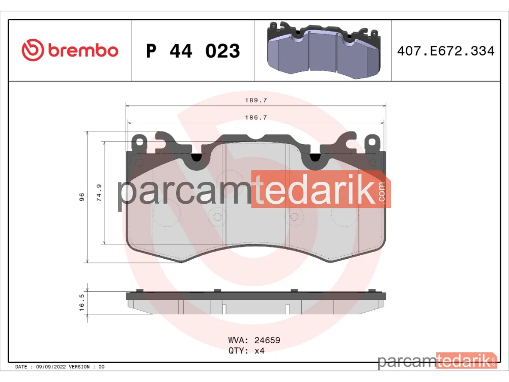 BREMBO P44023 | Fren Balatası (Ön) — Land Rover Range Rover Sport II, Land Rover Range Rover IV