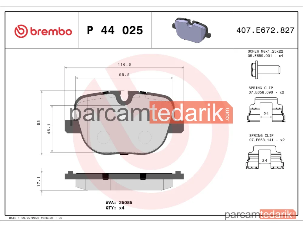 BREMBO P44025 | Fren Balatası (Arka) — Land Rover Range Rover III, Land Rover Range Rover Sport I