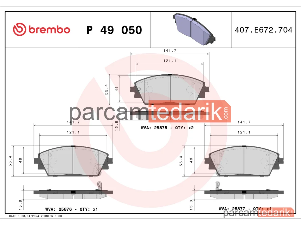 BREMBO P49050 | Fren Balatası (Ön) — Mazda CX-30, Mazda CX-3, Mazda 3