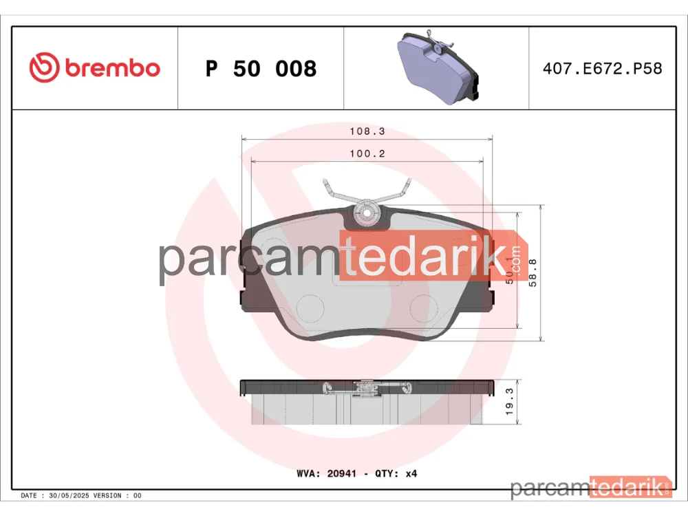 BREMBO P50008 | Fren Balatası (Ön) — Mercedes-Benz 124, Mercedes-Benz 124 T-Model