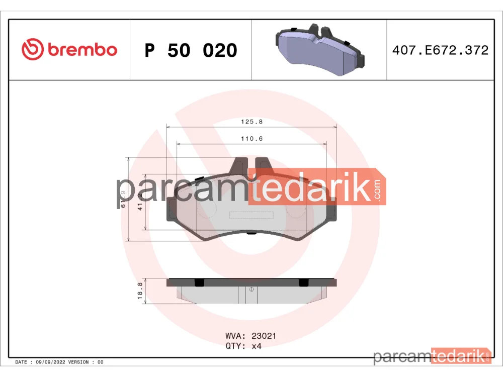 BREMBO P50020 | Fren Balatası (Arka) — Mercedes-Benz G-Serisi, Mercedes-Benz Sprinter 3-t, Puch G-Modell