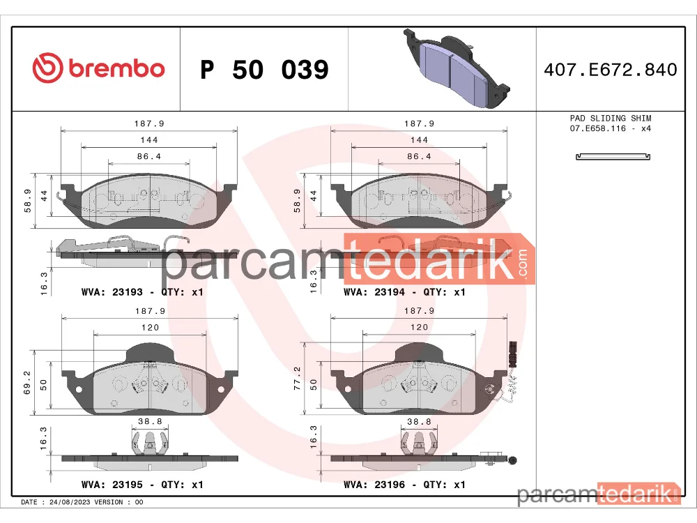 BREMBO P50039 | Fren Balatası (Ön) — Mercedes-Benz M-Serisi