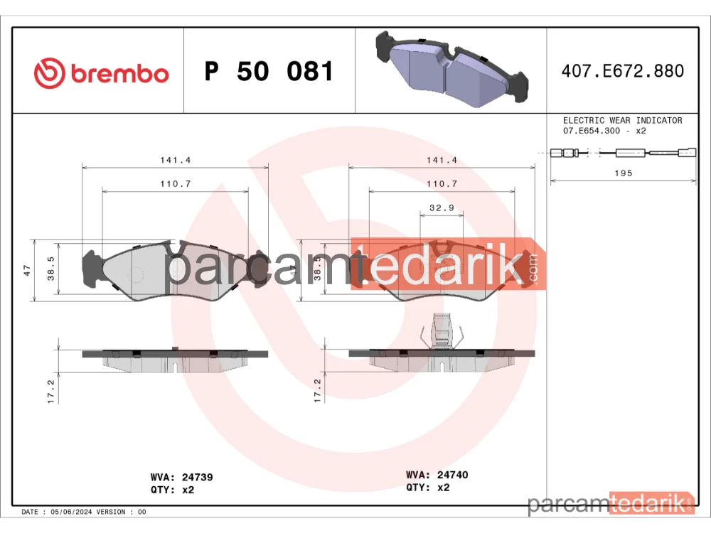 BREMBO P50081 | Fren Balatası (Arka) — Mercedes-Benz Sprinter 2-t, VW LT 28-46 II, VW LT 28-35 II