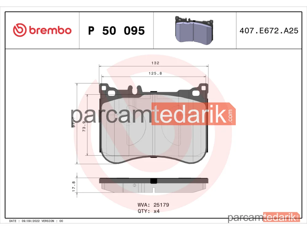 BREMBO P50095 | Fren Balatası (Ön) — Mercedes-Benz S-Serisi, Mercedes-Benz SL, Mercedes-Benz S-Serisi Coupe