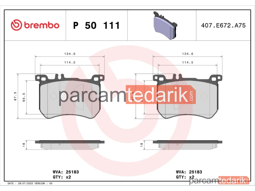 BREMBO P50111 | Fren Balatası (Ön) — Mercedes-Benz SL, Mercedes-Benz S-Serisi