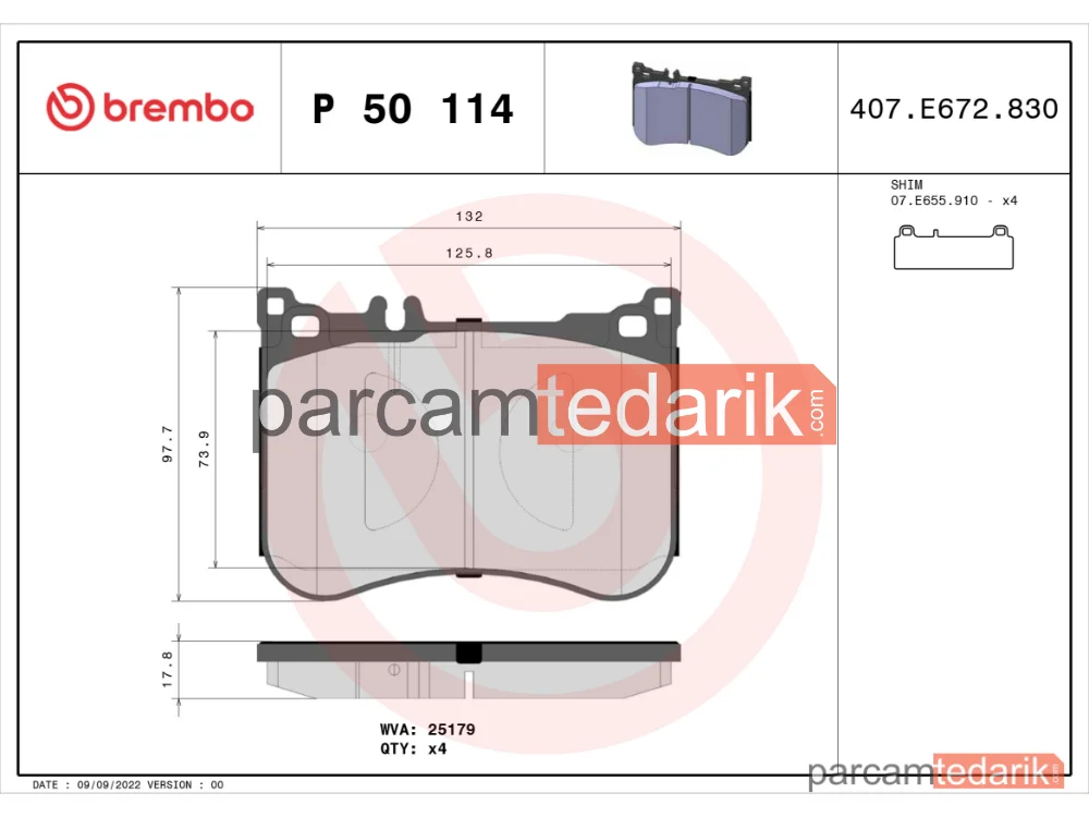 BREMBO P50114 | Fren Balatası (Ön) — Mercedes-Benz S-Serisi, Mercedes-Benz S-Serisi Coupe