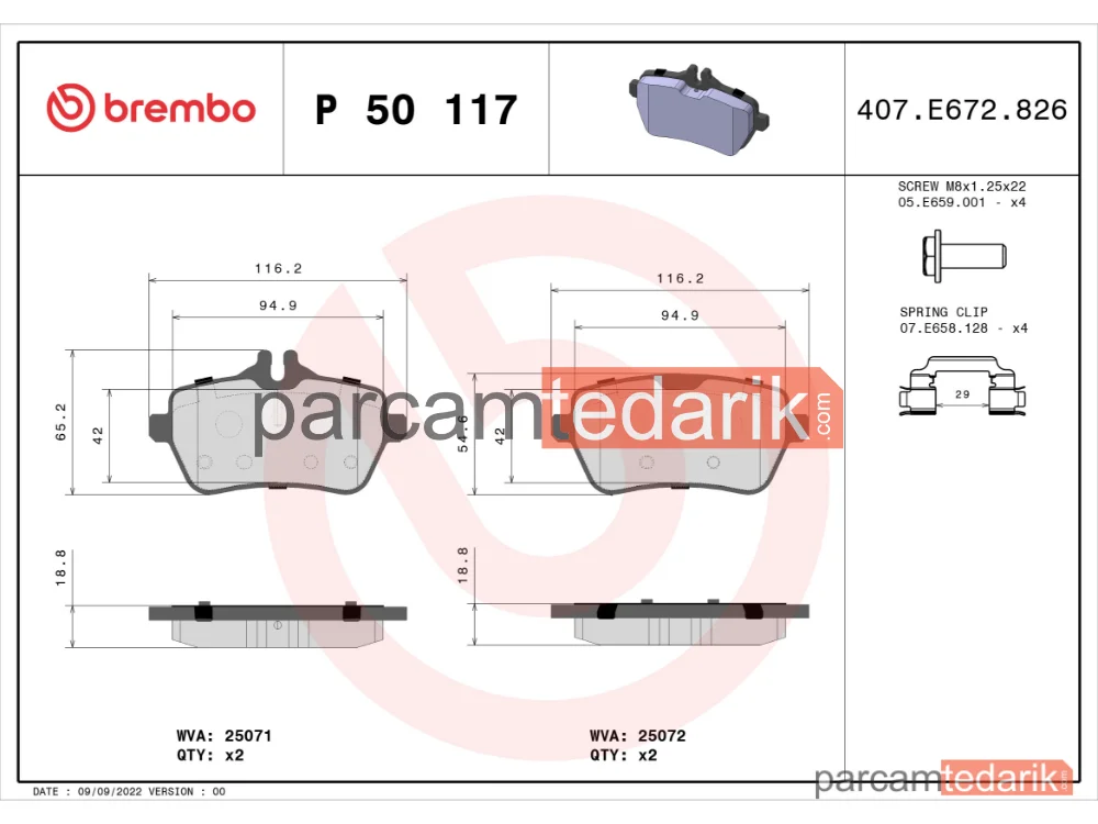 BREMBO P50117 | Fren Balatası (Arka) — Mercedes-Benz S-Serisi, Mercedes-Benz S-Serisi Coupe