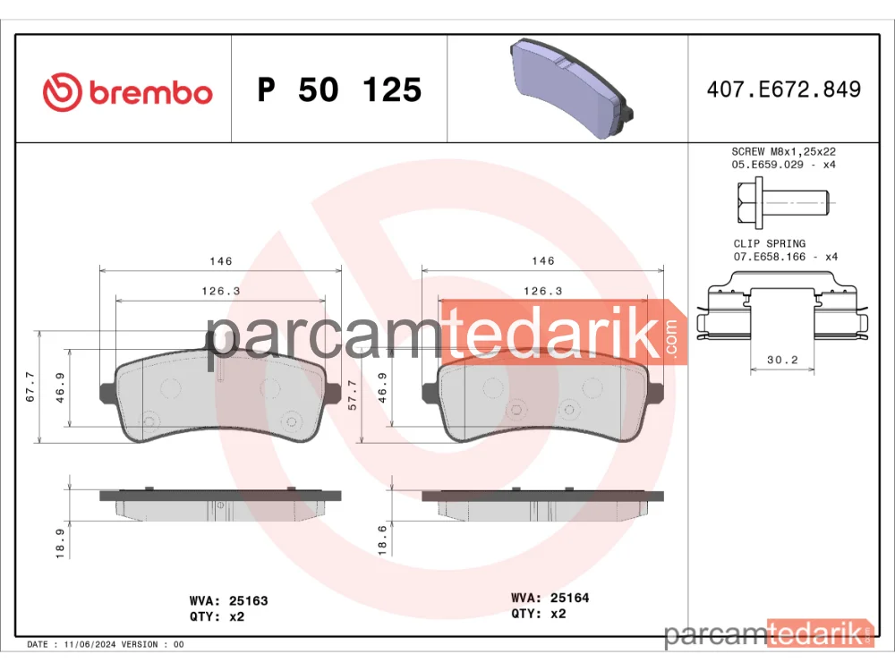 BREMBO P50125 | Fren Balatası (Arka) — Mercedes-Benz S-Serisi, Mercedes-Benz Amg GT