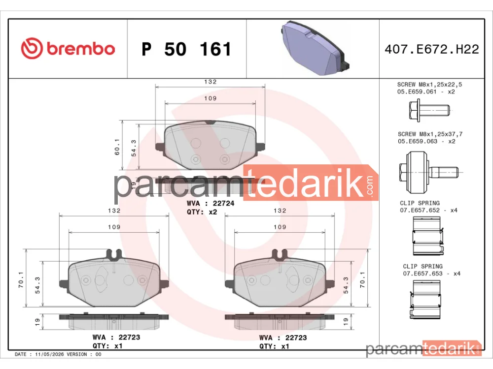 BREMBO P50161 | Fren Balatası (Arka) — Mercedes-Benz G-Serisi, Mercedes-Benz Gle Coupe