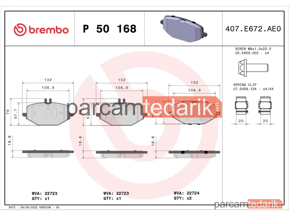 BREMBO P50168 | Fren Balatası (Arka) — Mercedes-Benz Gle, Mercedes-Benz Gle Coupe, Mercedes-Benz Gls