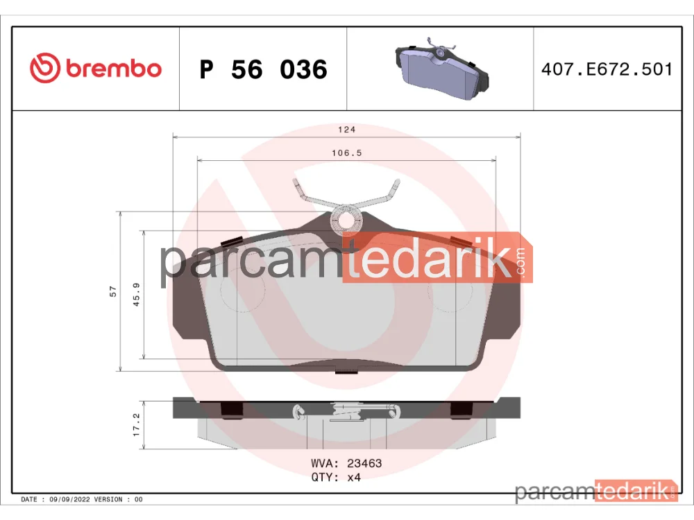 BREMBO P56036 | Fren Balatası (Ön) — Nissan Almera II, Nissan Primera, Nissan Primera Traveller