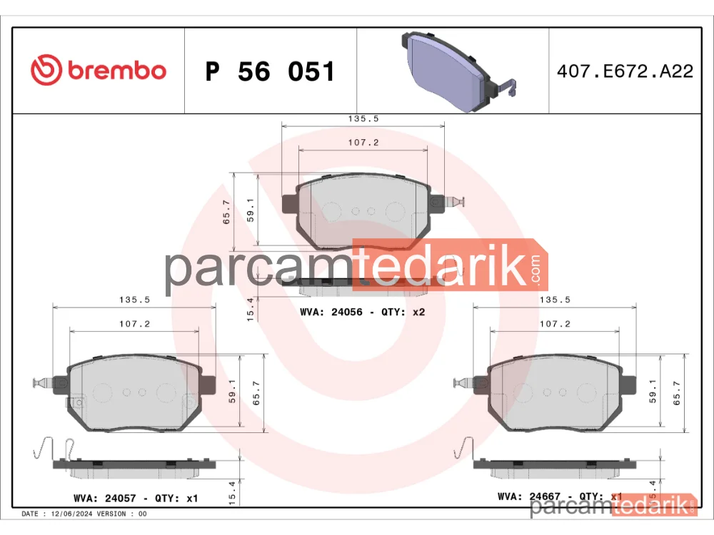 BREMBO P56051 | Fren Balatası (Ön) — Nissan Murano II, Infiniti FX