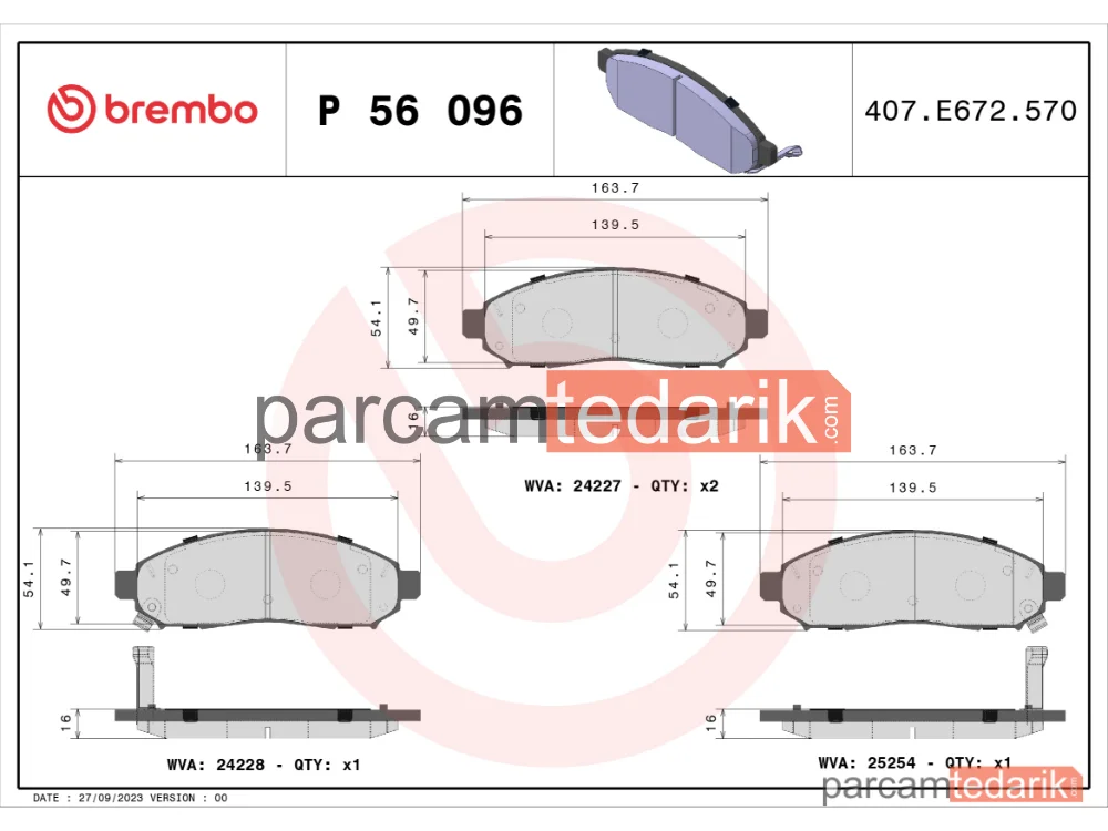 BREMBO P56096 | Fren Balatası (Ön) — Nissan Navara NP300, Nissan Leaf, Nissan Navara NP300 Pick-Up