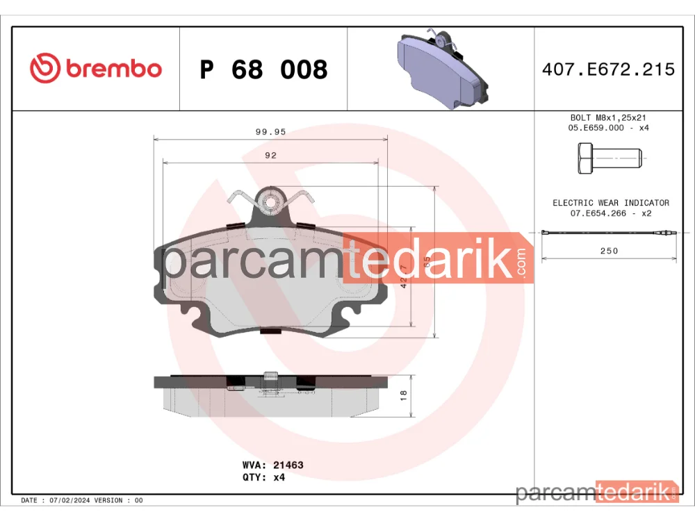 BREMBO P68008 | Fren Balatası (Ön) — Renault Clio I, Renault Clio II, Renault Megane I