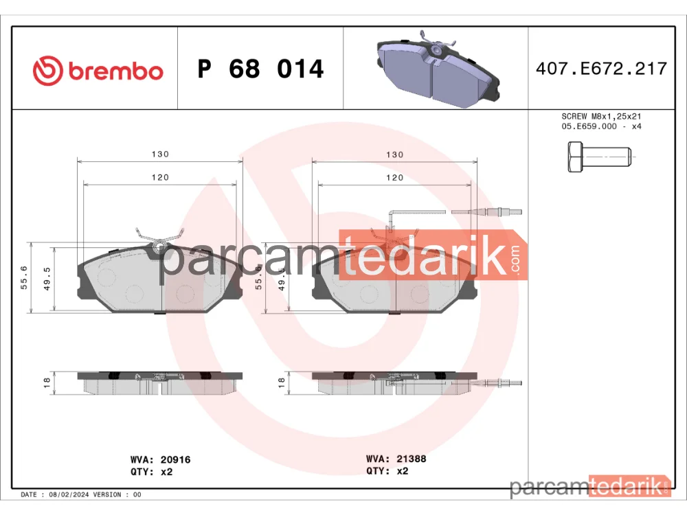 BREMBO P68014 | Fren Balatası (Ön) — Renault Laguna I Grandtour, Renault 25, Renault Laguna I