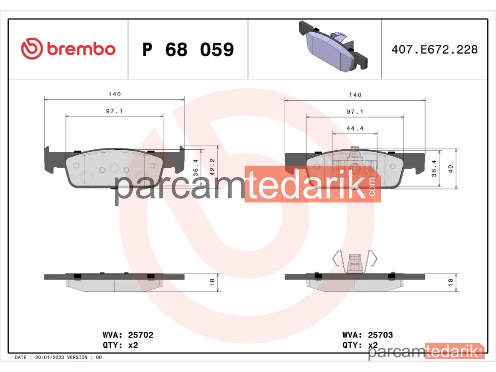 BREMBO P68059 | Fren Balatası (Ön) — Renault Twingo III, Renault Clio IV, Smart Forfour