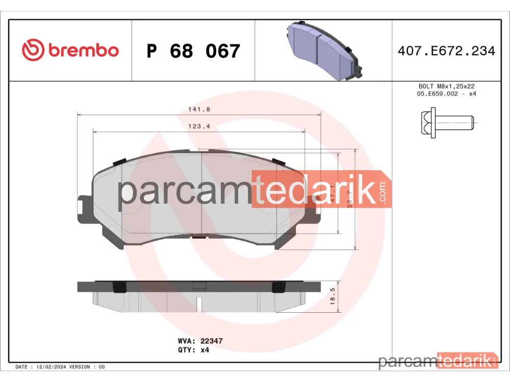 BREMBO P68067 | Fren Balatası (Ön) — Renault Grand Scénic IV, Renault Scénic IV, Renault Talisman