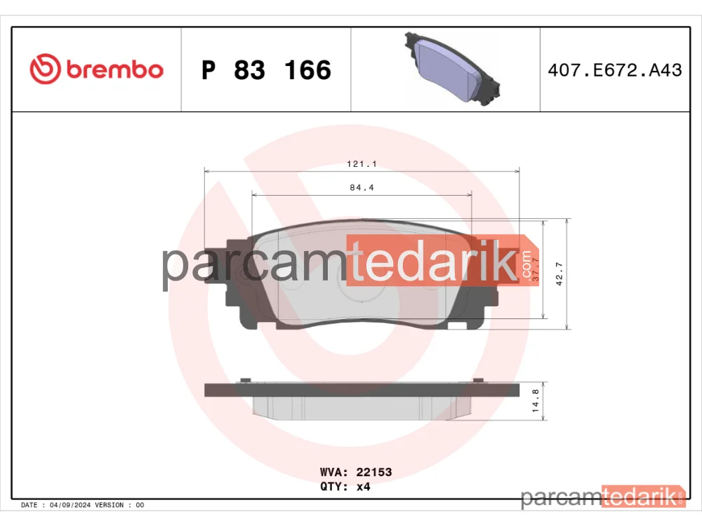 BREMBO P83166 | Fren Balatası (Arka) — Lexus NX, Toyota Alphard / Vellfire