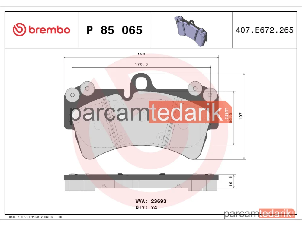 BREMBO P85065 | Fren Balatası (Ön) — Audi Q7, Porsche Cayenne, VW Touareg