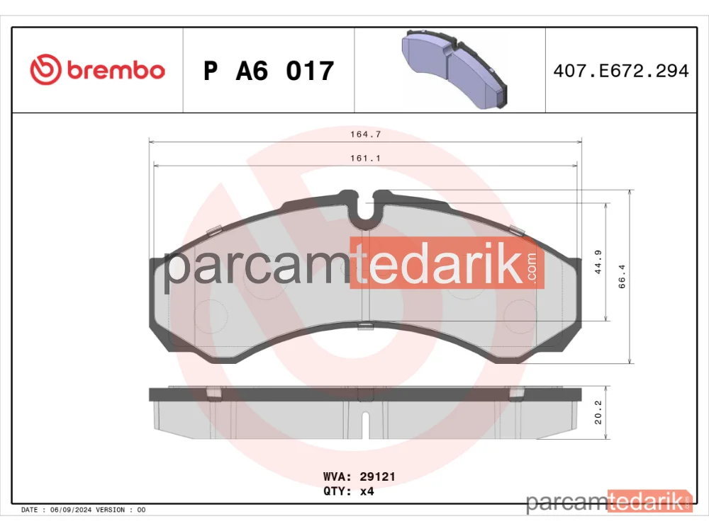 BREMBO PA6017 | Fren Balatası (Arka) — Iveco Daily III