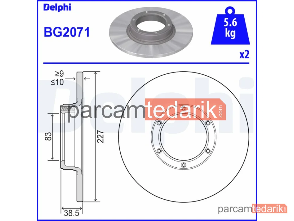 BG2071 | Fren Diski — ARO 10, ARO 240-244, Dacia 1300