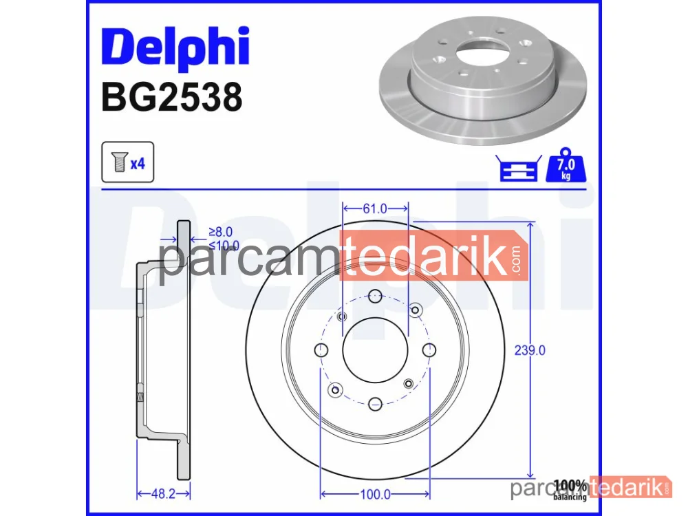 BG2538 | Fren Diski — Honda Accord III, Honda Accord III Aerodeck, Honda Civic IV Hatchback