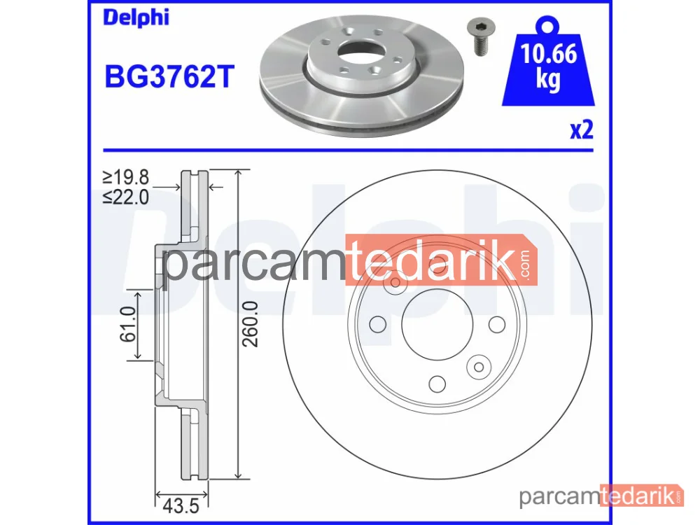 BG3762T | Fren Diski — Dacia Logan, Dacia Logan Express, Dacia Logan MCV