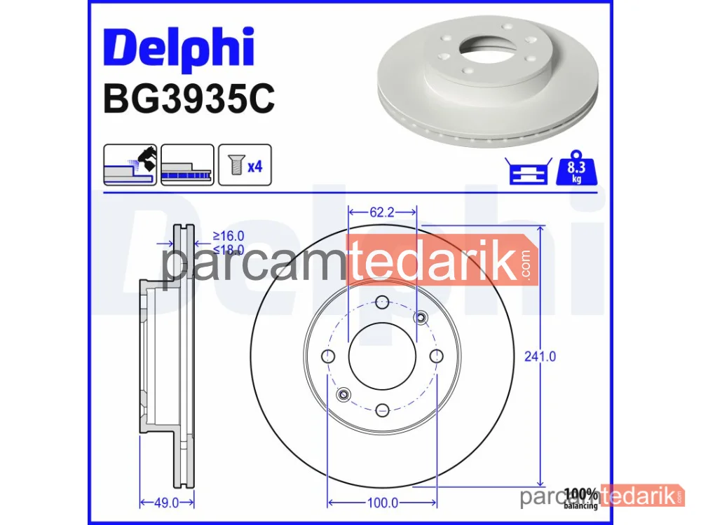 BG3935C | Fren Diski — Hyundai i10 I, Hyundai i10 II, Kia Picanto I