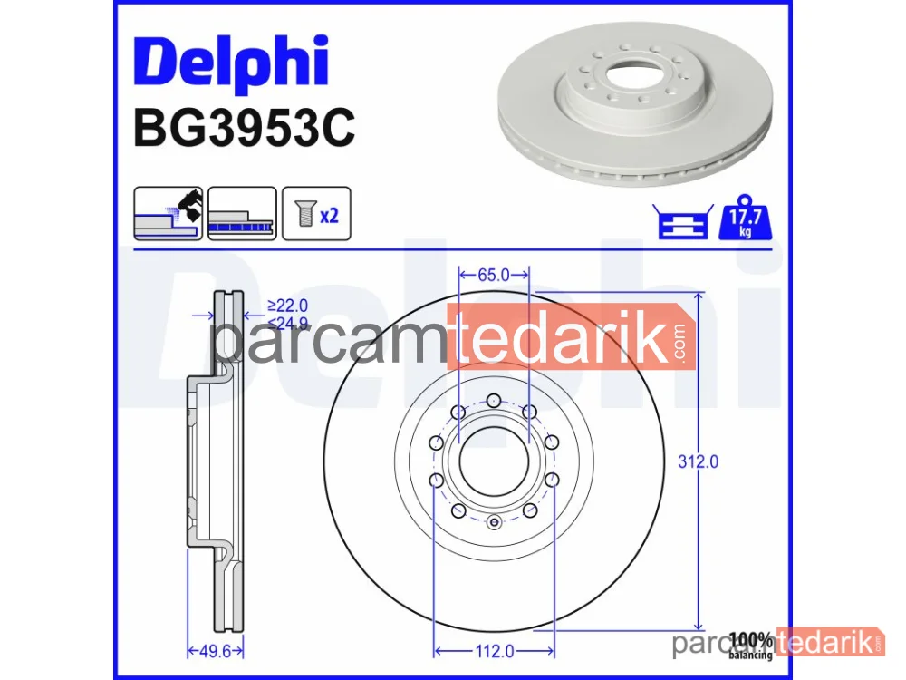 BG3953C | Fren Diski — Audi A1, Audi A1 Sportback, Audi A3