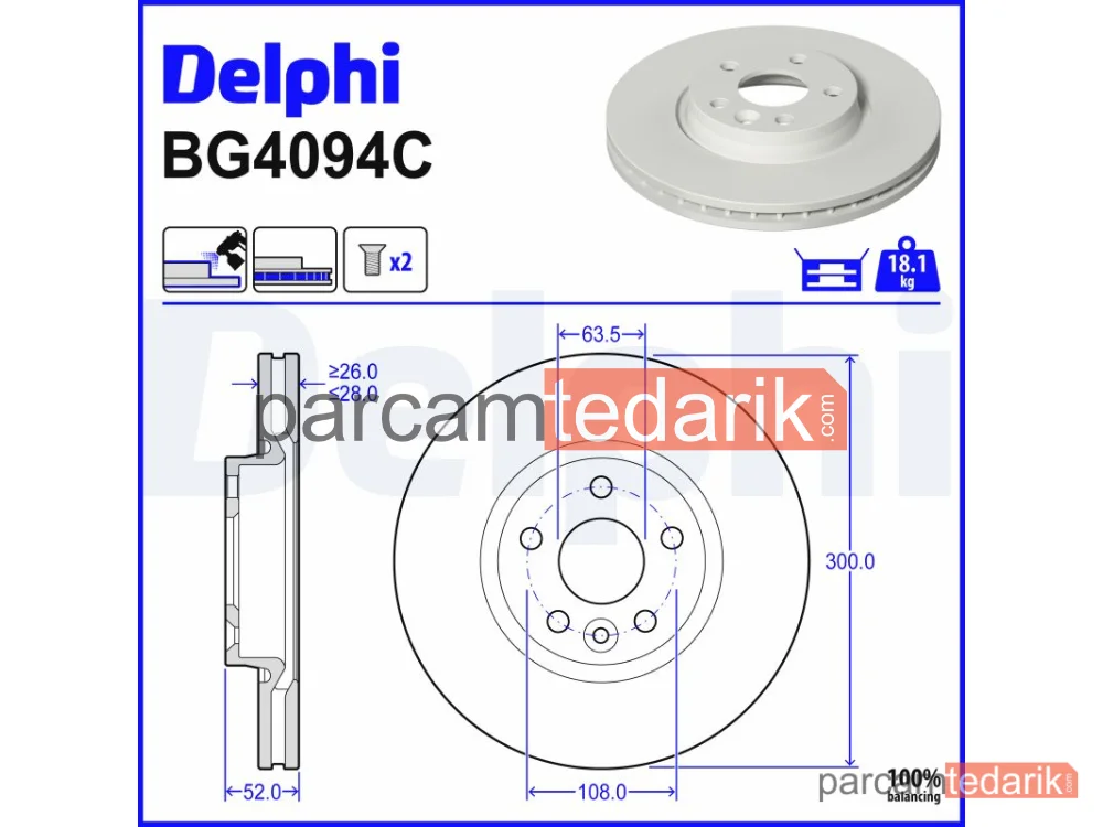 BG4094C | Fren Diski — Ford Galaxy II, Ford Mondeo IV, Ford Mondeo IV Sedan