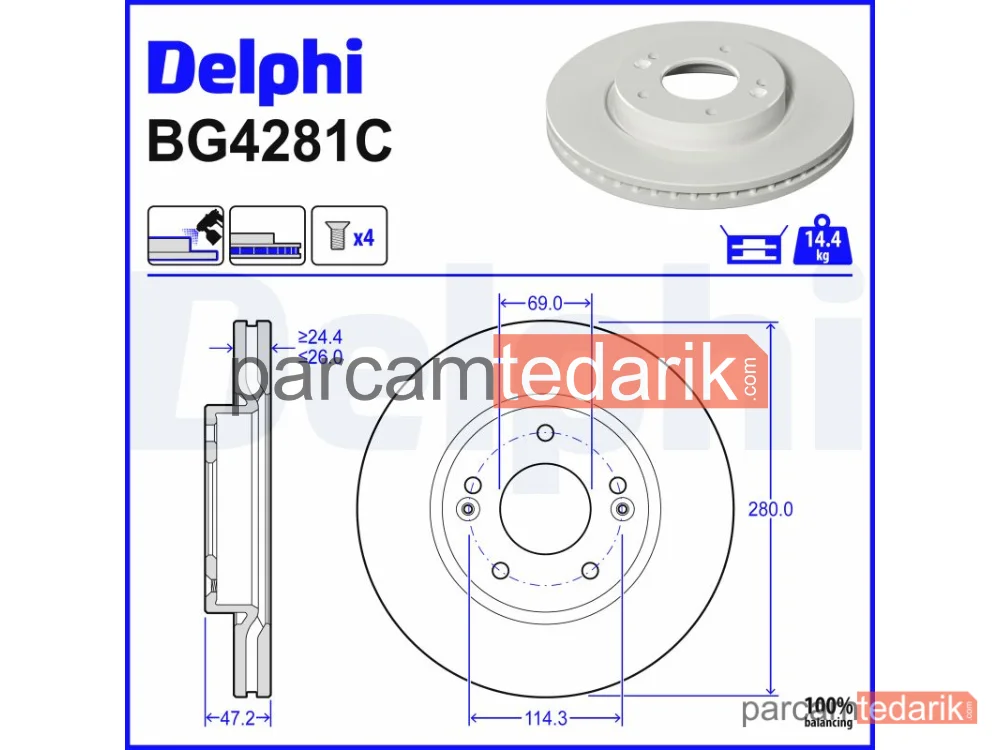 BG4281C | Fren Diski — Hyundai i30, Hyundai i30 Station wagon, Hyundai ix20