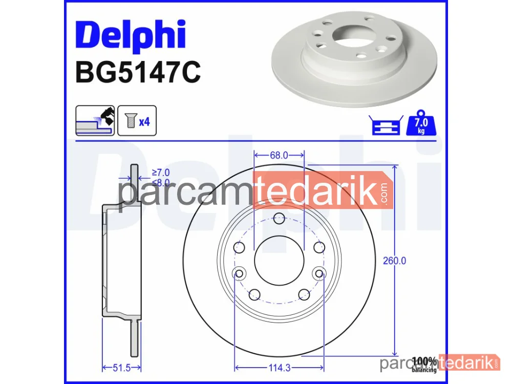 BG5147C | Fren Diski — Renault Megane IV Hatchback, Renault Megane IV Grandtour, Renault Captur II