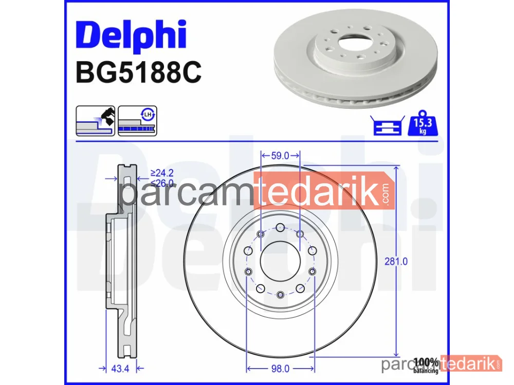 BG5188C | Fren Diski — Fiat Egea Hatchback, Fiat Egea Sedan, Fiat Egea Station wagon