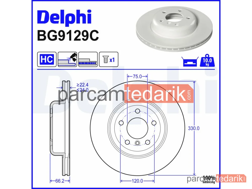 DELPHI BG9129C | Fren Diski — BMW 5, BMW 5 Touring