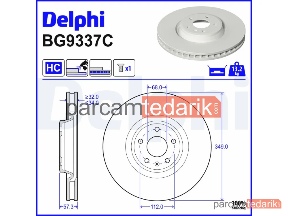 DELPHI BG9337C | Fren Diski — Audi A4 Allroad B9, Audi A4 B9, Audi A4 B9 Avant