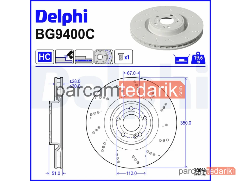 BG9400C | Fren Diski — Mercedes-Benz A-Serisi, Mercedes-Benz A-Serisi Sedan, Mercedes-Benz B-Serisi Sports Tourer