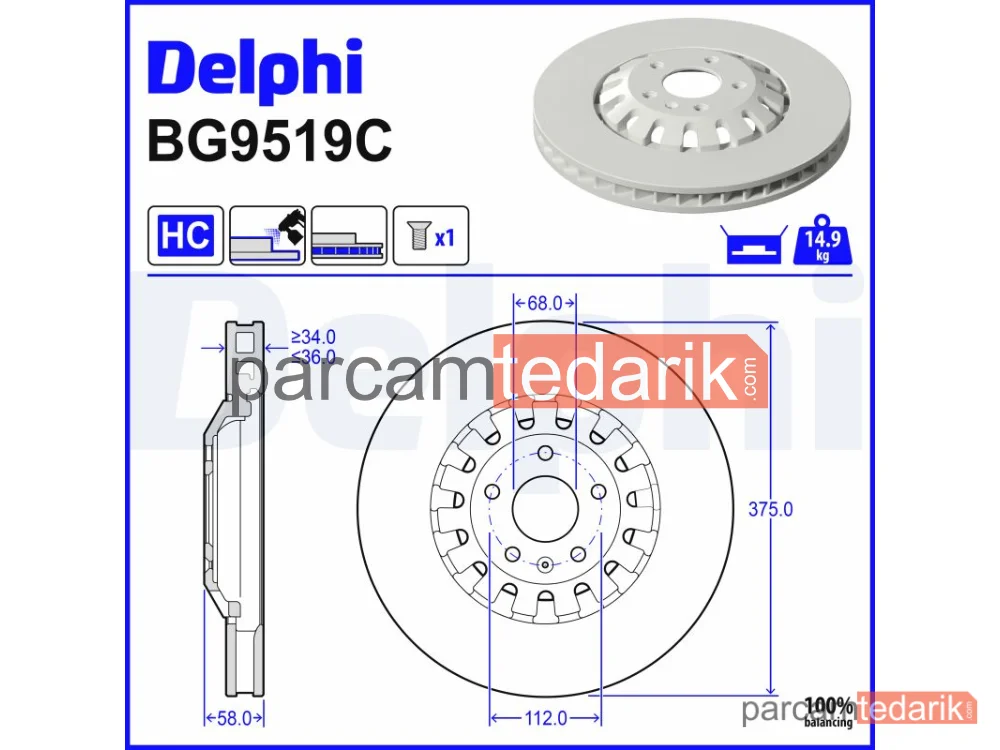 BG9519C | Fren Diski — Audi A4 B9, Audi A4 B9 Avant, Audi A5