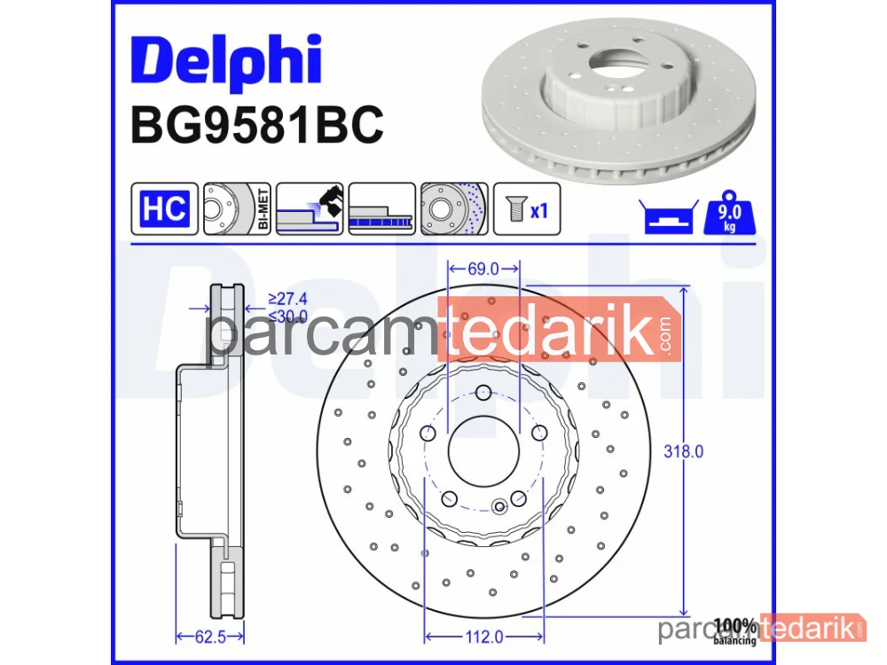 BG9581BC | Fren Diski — Mercedes-Benz C-Serisi, Mercedes-Benz C-Serisi Cabrio, Mercedes-Benz C-Serisi Coupe
