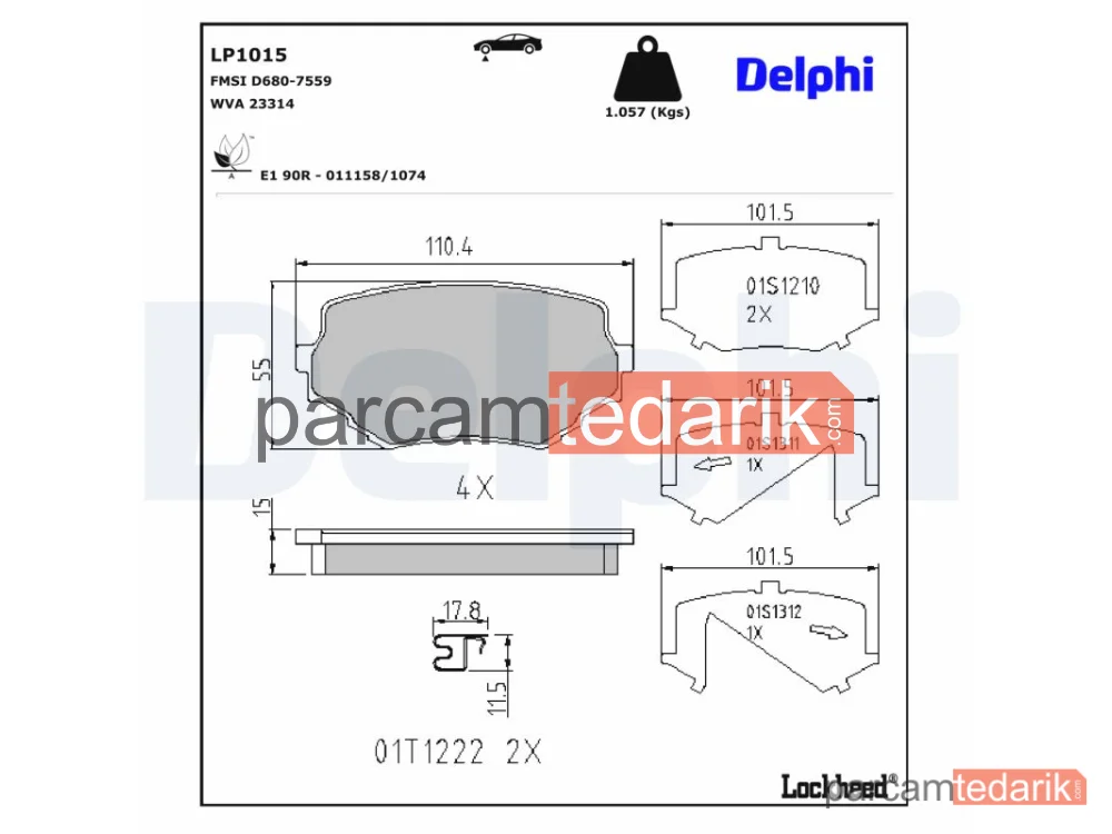 DELPHI LP1015 | Fren Balatası — Suzuki GRAND Vitara I, Suzuki GRAND Vitara I Açık arazi aracı, Suzuki GRAND Vitara II